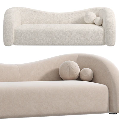 Boucle Upholstered Curved 2 Seater Sofa for Living Room — Вид 2