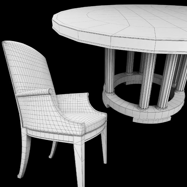 Chair and round table Bridgeton. Century. Round Dining Table. — Descargar