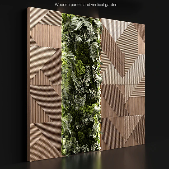 Wooden panels and vertical garden 2 — Скачать
