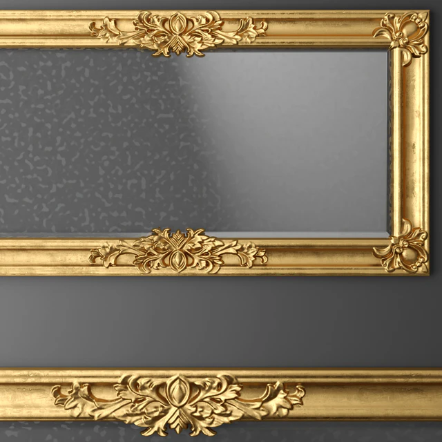 Mirror, baroque, gold, frame, wall decor, luxury, carving, frame — Descargar