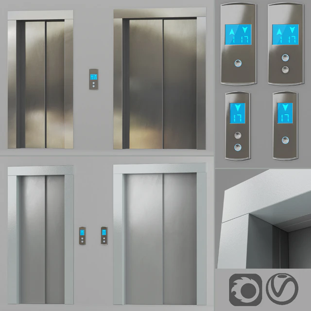 Doors with facings and post-call lift OTIS in 2 colors — Descargar