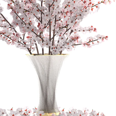 Bouquet of white flowers 24.Bouquet of cherry blossoms, sakura, branches, vase, decor, white — Ver 2