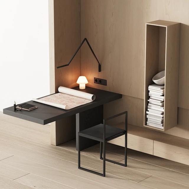 243 office furniture 08 workplace 04 minimal angle zone with cat drawing 01 — Descargar