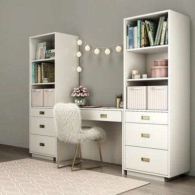 КНИЖНЫЕ ШКАФЫ Restoration Hardware AVALON С ПИСЬМЕННЫМ СТОЛОМ В ЦВЕТЕ WAXED WHITE — Вид 2