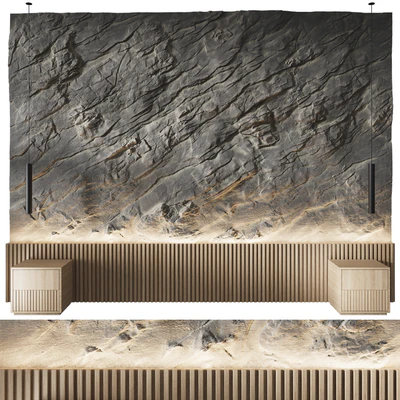 Rock headboard, изголовье кровати, каменные панели — Вид 1