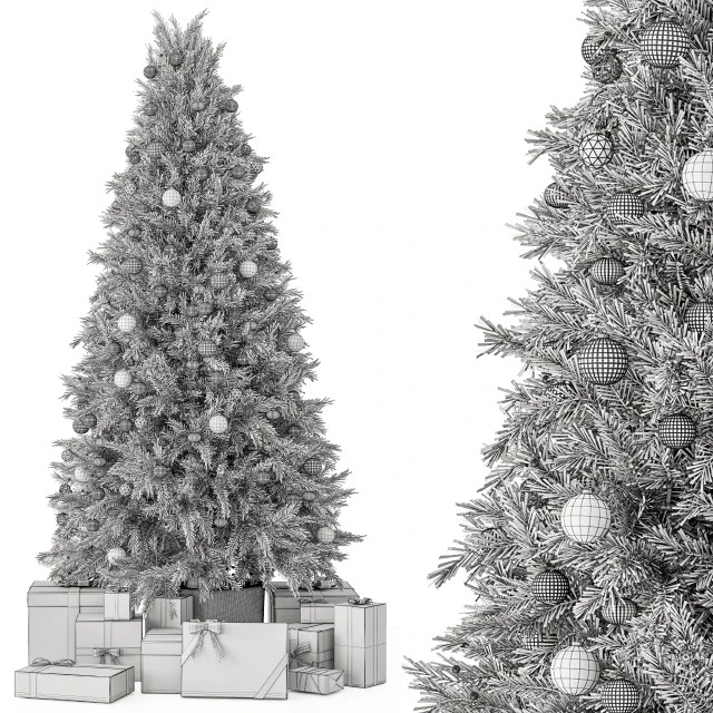 Christmas Decoration 36 - Christmas Silver and Green Tree with Gift — Descargar