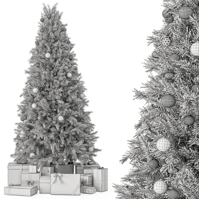 Christmas Decoration 36 - Christmas Silver and Green Tree with Gift — Ver 3