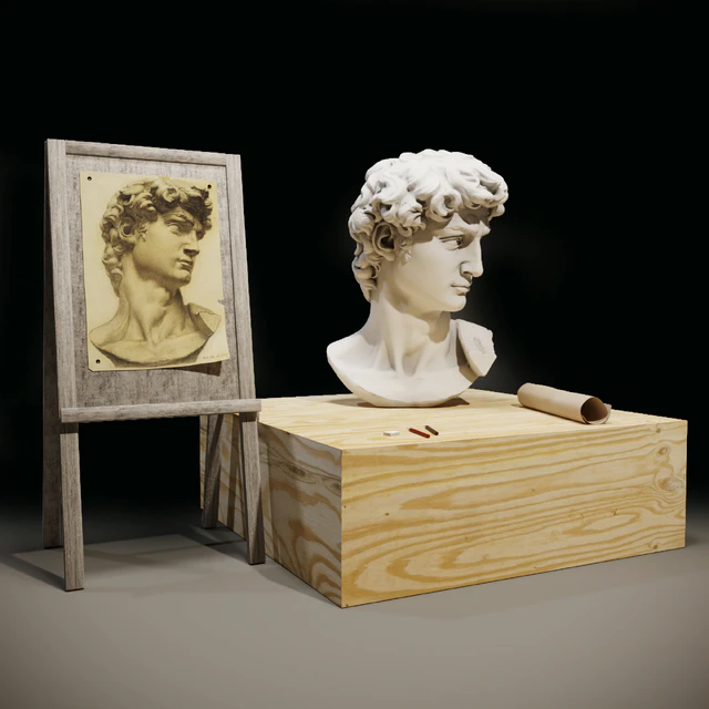 The head of David and the easel of the artist — Descargar
