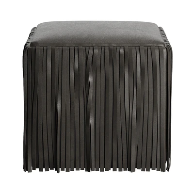 Leather pouf with fringes — Ver 2