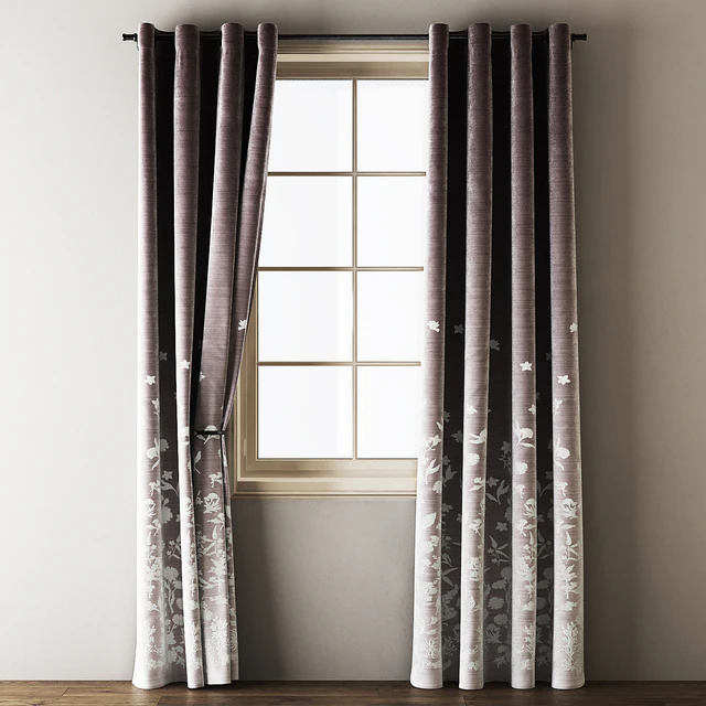 Floral Embroidered Velvet Eyelet Curtains — Скачать