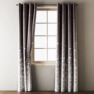 Floral Embroidered Velvet Eyelet Curtains — Вид 1