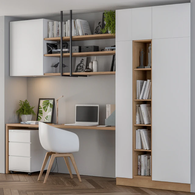 Home office white wood — Descargar