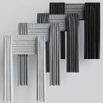 A set of curtains + a set of Roman curtains 1. Gray scale — Ver 2