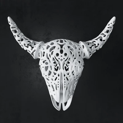 Buffalo 3D Skull Tallado — Ver 1