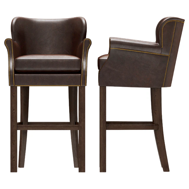 Restoration Hardware Professor's Leather Stool with Nailheads — Descargar