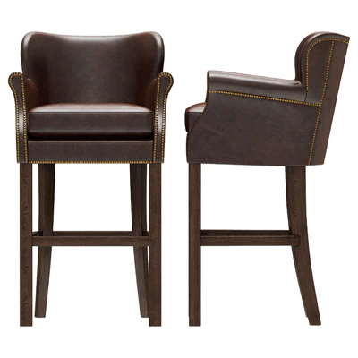Restoration Hardware Professor's Leather Stool with Nailheads — Ver 2