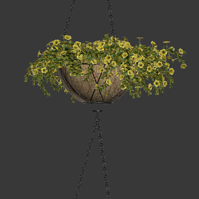Flowers in a flower pot on a chain. Petunia. 4 models — Ver 2