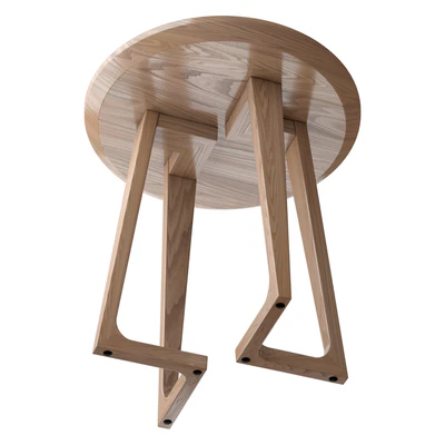 American-style household solid wood round coffee table — Ver 3