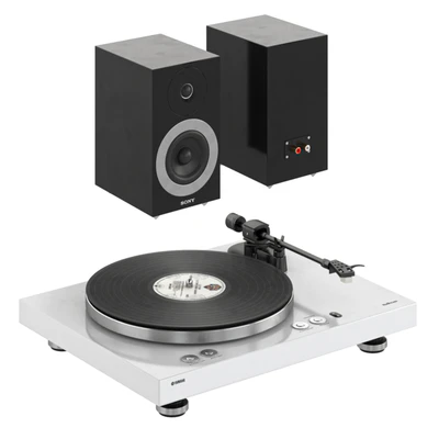 Yamaha Vinyl Player with Sony speakers and records — View 2