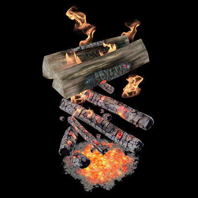 Fire and firewood with animation — Ver 2
