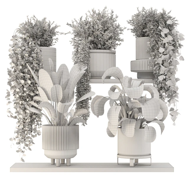 Indoor Hanging Plants in rusty Concrete Pot - Set 909 — Descargar