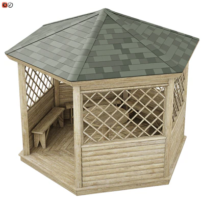 Garden Gazebo made of wood 02 — Ver 3