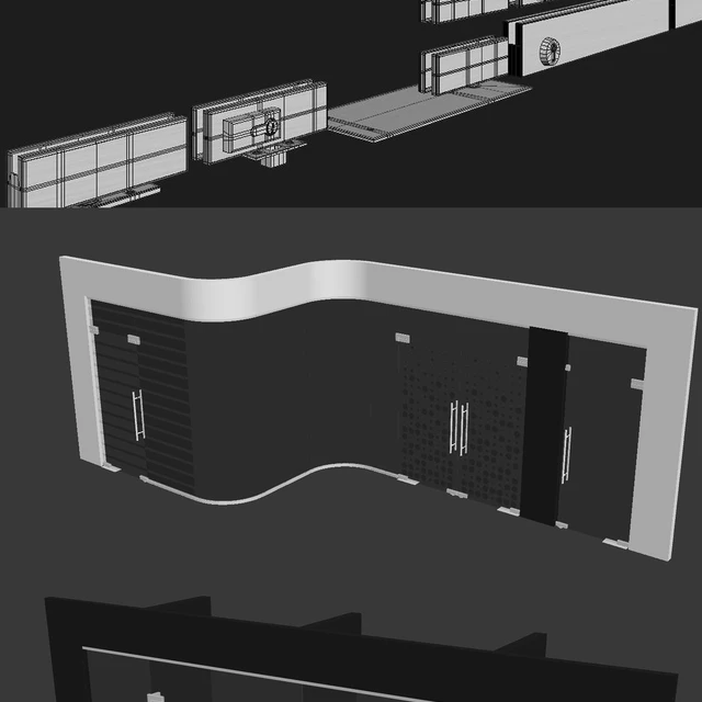 Распашные маятниковые стеклянные двери для офиса и дома 3   corona - vray — Скачать