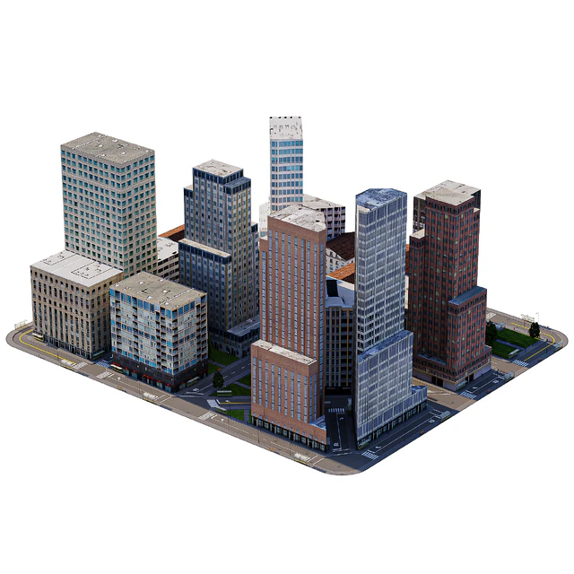 Low poly model of a city block — Descargar