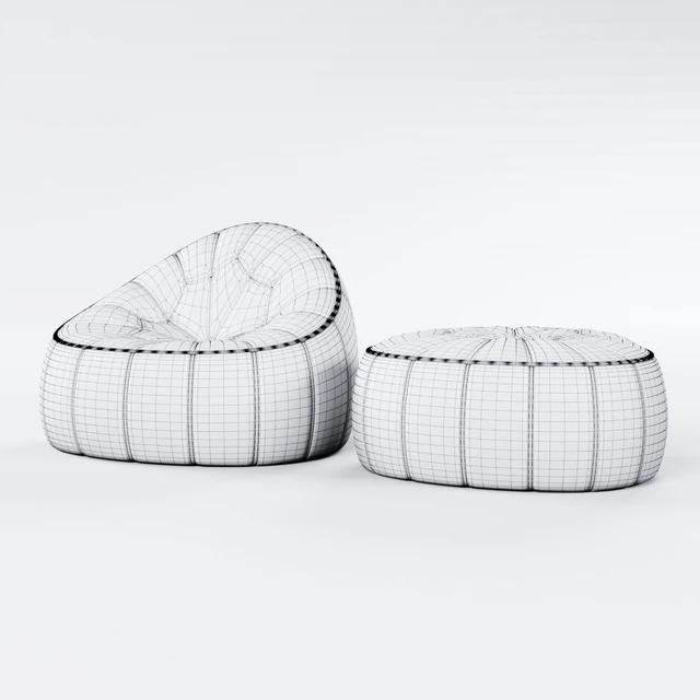 Ligne Roset Ottoman and Footstool — Скачать