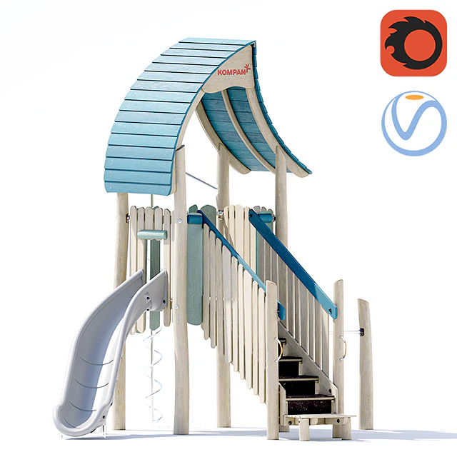 Kompan.Play tower with slide & curly climber. NRO1021 — Скачать