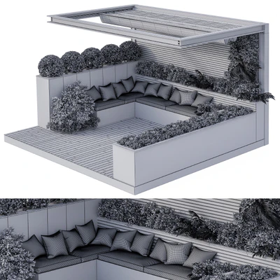 Roof Garden and Landscape Furniture with Pergola 02 — Вид 2
