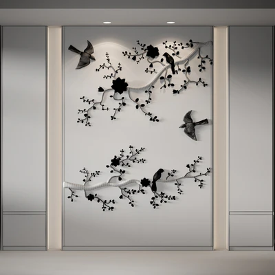Bas-relief Branches Birds — Ver 3