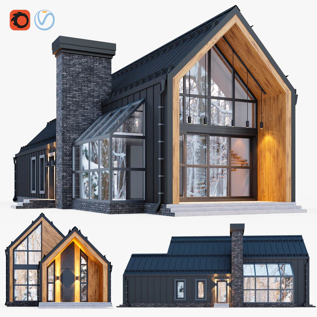 Barnhouse with stained glass windows — Descargar