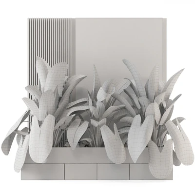 Indoor Wall  Big Green Leaf Garden in Concrete Base - Set 1770 — Вид 3