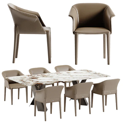 Cattelan Italia Mad Max Keramik table Zuleika chair set — Ver 2