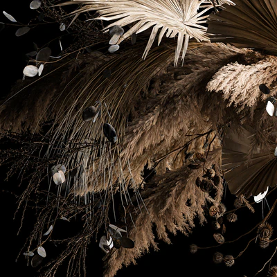 Hanging bouquet of dried flowers, palm branch, pampas grass, dry reeds, lunnik, thorn 270. — Ver 2