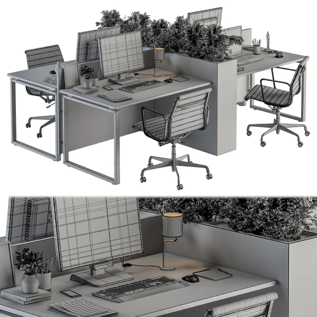 Office Furniture - employee Set 20 — Скачать