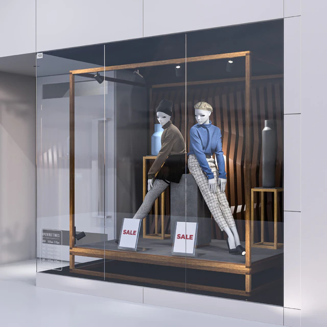 Shop front with female mannequin 001 — Скачать
