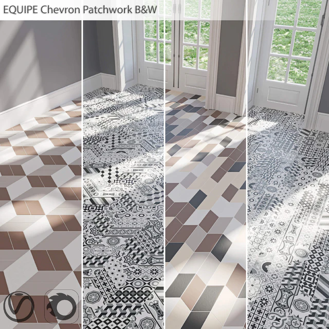 EQUIPE Chevron / Patchwork B & W / Blanco / Crema / Gris / Marron / Negro — Descargar