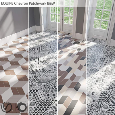 EQUIPE Chevron / Patchwork B & W / Blanco / Crema / Gris / Marron / Negro — Ver 1