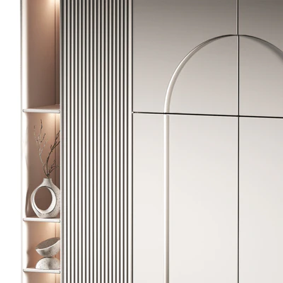 Cabinet furniture. Minimal White Modern Wardrobe set 6 — Ver 2