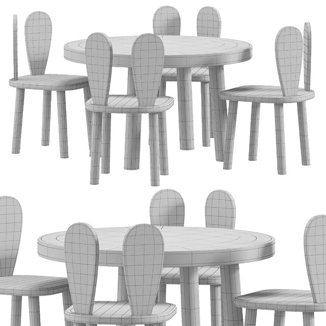 Rabbit Chair Wooden Kids Table By Etsy — Descargar