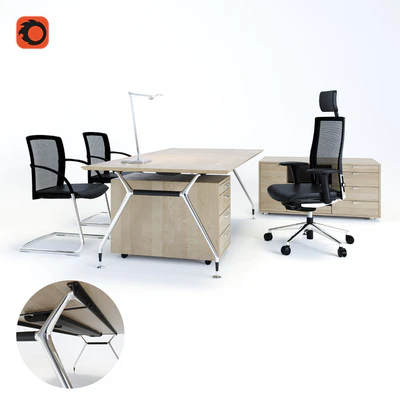 Desk Summa M (Koenig + Neurath, Germany), chair Okay II (Koenig + Neurath, Germany), table lamp JACKIE-PANZERI — Ver 1