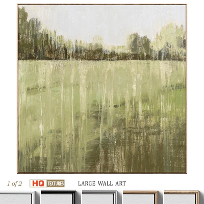 Green Accent Abstract Landscape Large Wall Art C-552 — Вид 1