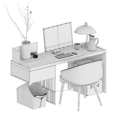 Table Molteni SCRIBA  Home Office, Armchair Minotti Lawson, IMAC — Ver 3