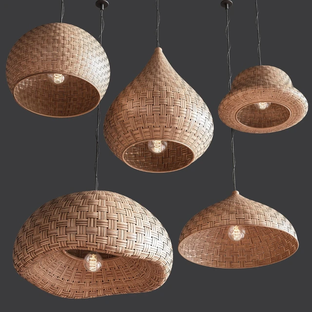 Rattan pendant lights 01 — Скачать