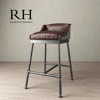 IRON SCAFFOLD LEATHER STOOL — Ver 1