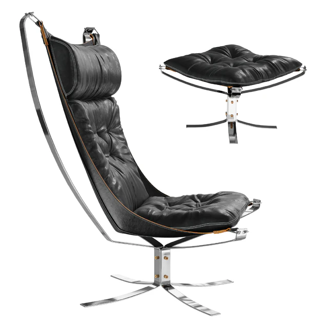 Falcon Chrome Chair & Ottoman — Скачать
