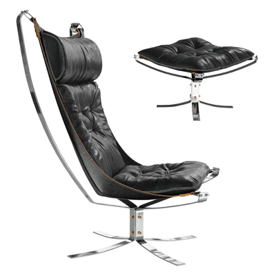 Falcon Chrome Chair & Ottoman — Вид 2