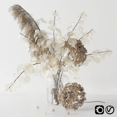 Bouquet with lunaria, pampas grass and hydragea — Вид 1